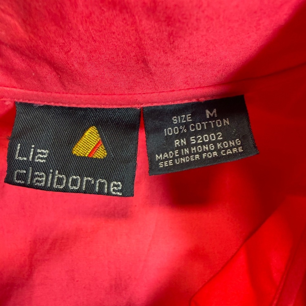 Liz Claiborne Vintage Womens M/L Coral Pink Cotton 2pc Jacket Pants Set Casual - Picture 6 of 16